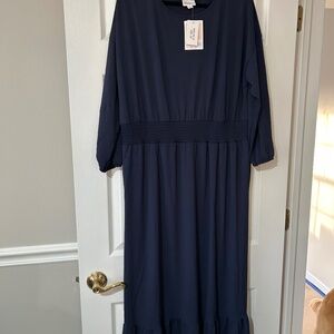 LuLaRoe Evelyn dress, NWT, XL, Navy